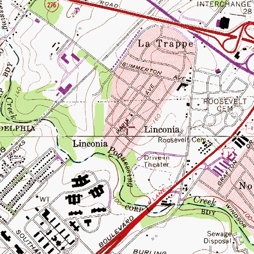 Topographic Map of Linconia, PA