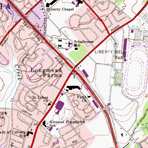 Topographic Map of Longmead Farms, PA