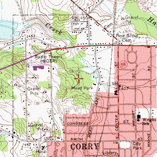 Topographic Map of Mead Park, PA