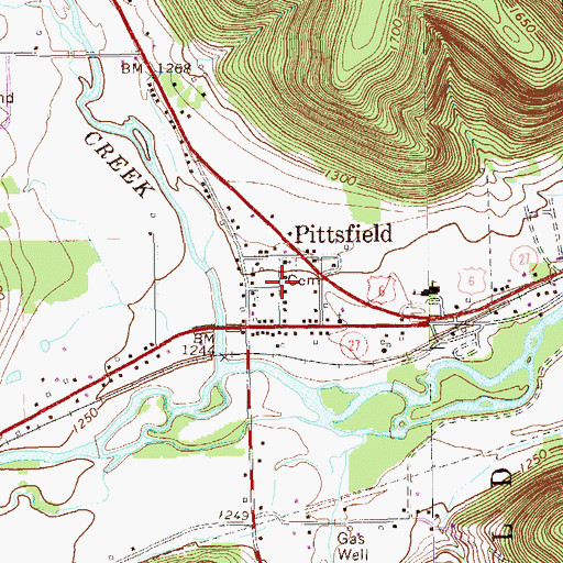 Topographic Map of Pittsfield, PA