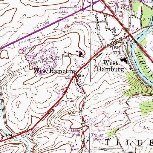 Topographic Map of West Hamburg, PA