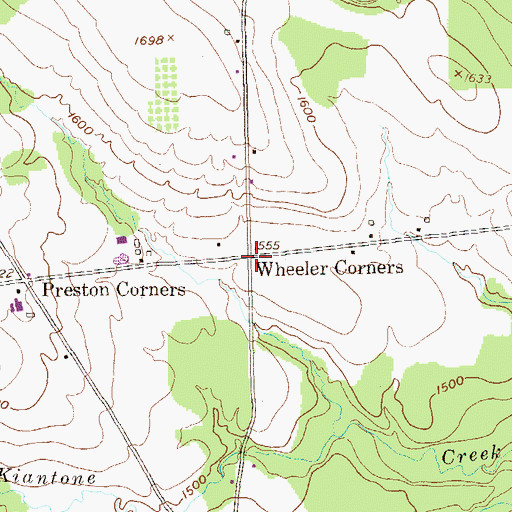 Topographic Map of Wheeler Corners, PA