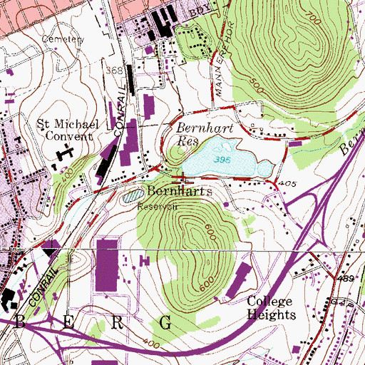 Topographic Map of Bernhart Dam, PA