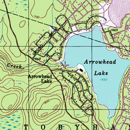 Topographic Map of Arrowhead Lake Dam, PA