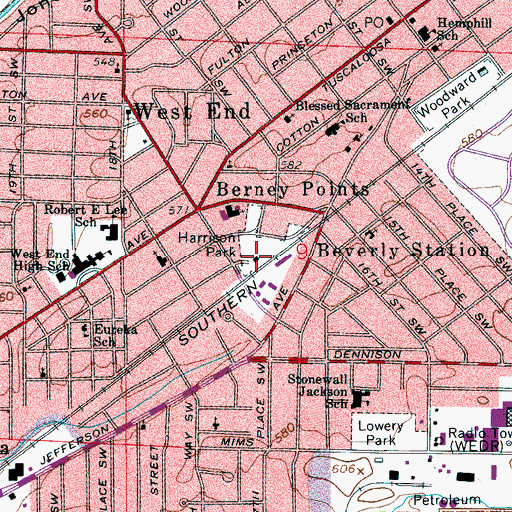 Topographic Map of Harrison Park, AL