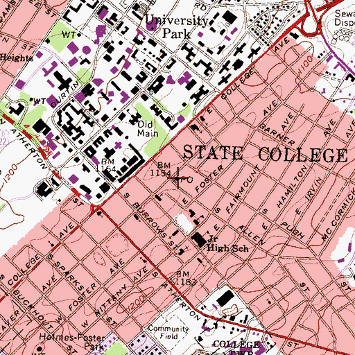 Topographic Map of State College, PA