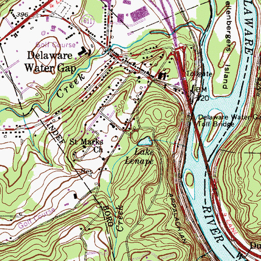 Topographic Map of Delaware Water Gap, PA