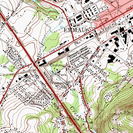 Topographic Map of Emmaus Community Park, PA