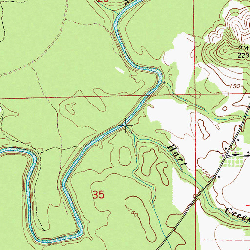 Topographic Map of Hart Creek, AL