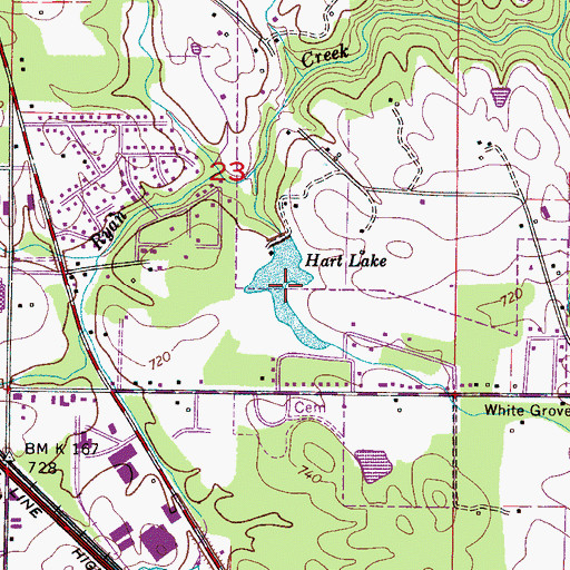 Topographic Map of Hart Lake, AL