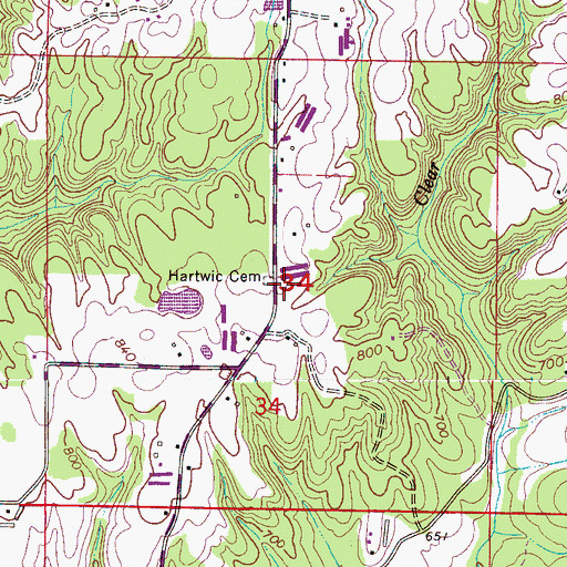 Topographic Map of Hartwic Cemetery, AL