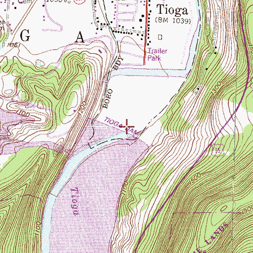 Topographic Map of Tioga Reservoir, PA
