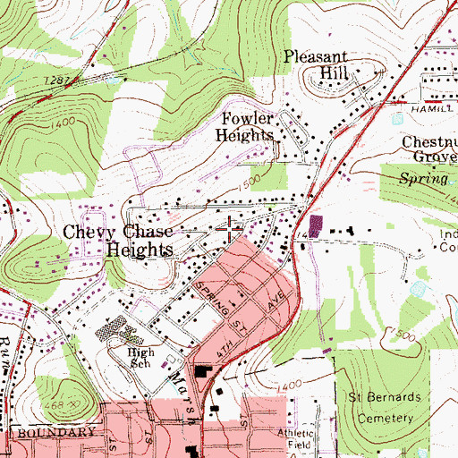 Topographic Map of Chevy Chase Heights, PA