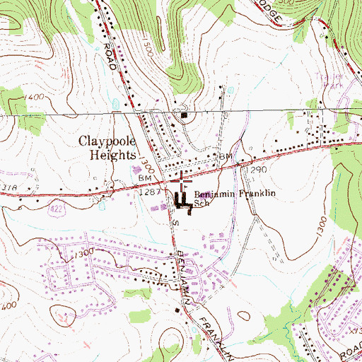 Topographic Map of Claypoole Heights, PA