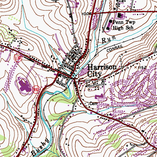 Topographic Map of Harrison City, PA