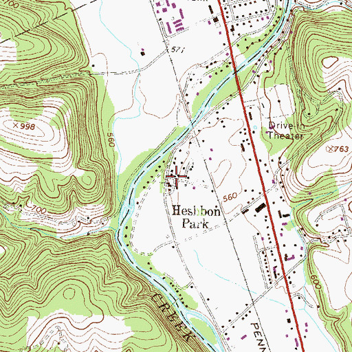 Topographic Map of Heshbon Park, PA