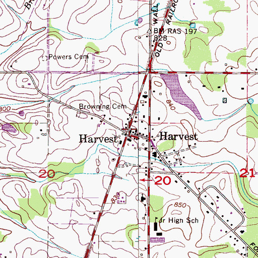 Topographic Map of Harvest, AL