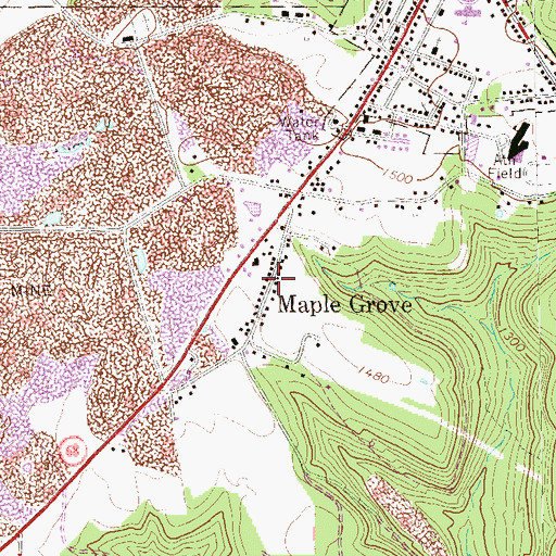 Topographic Map of Maple Grove, PA