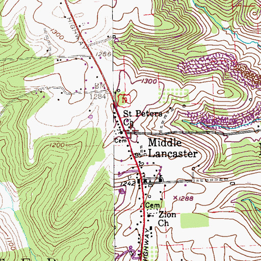 Topographic Map of Middle Lancaster, PA