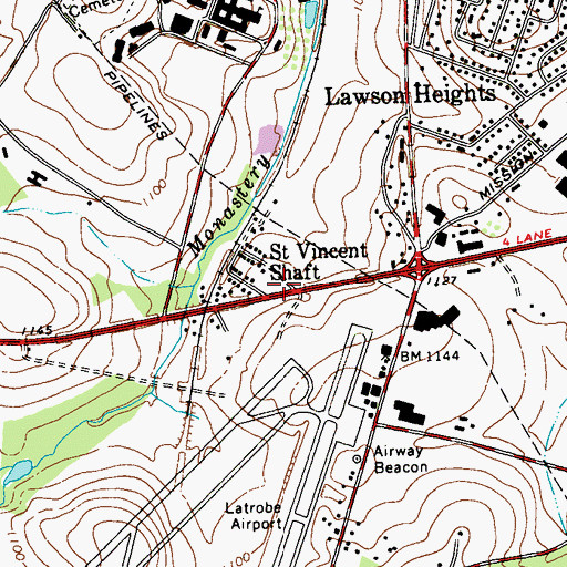Topographic Map of Saint Vincent Shaft, PA