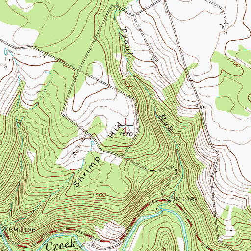Topographic Map of Shrimp Hill, PA