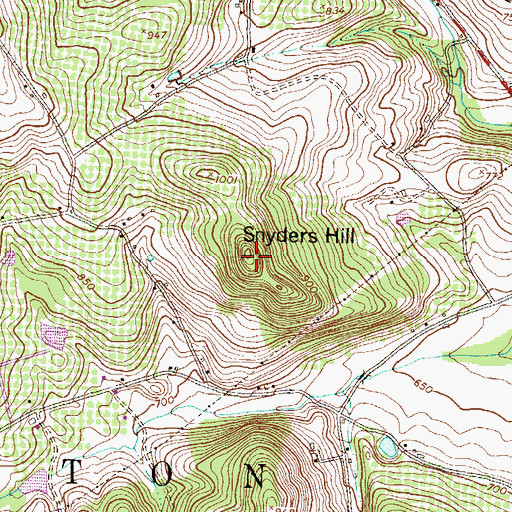 Topographic Map of Snyders Hill, PA