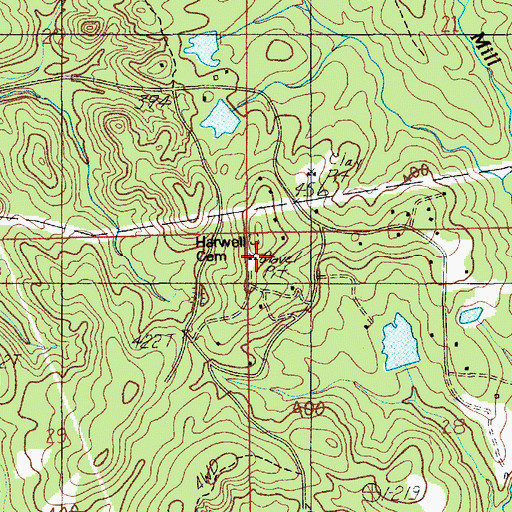 Topographic Map of Harwell Cemetery, AL