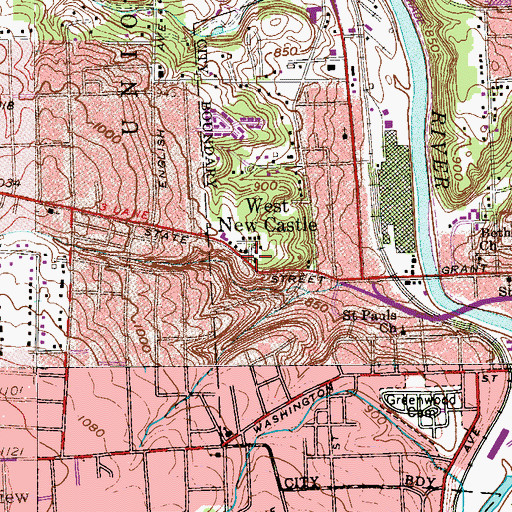 Topographic Map of West New Castle, PA