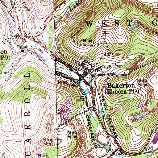 Topographic Map of Elmora, PA