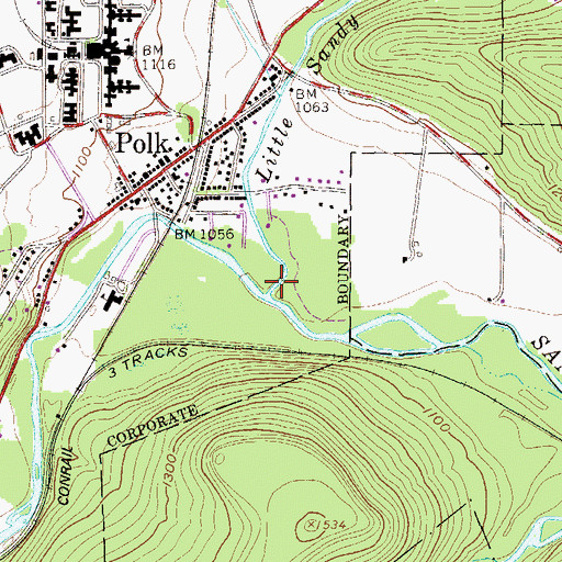 Topographic Map of Little Sandy Creek, PA