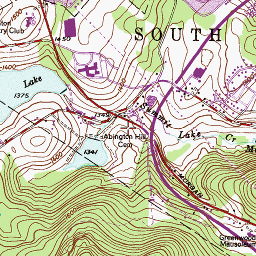 Topographic Map of Abington Hill Cemetery, PA