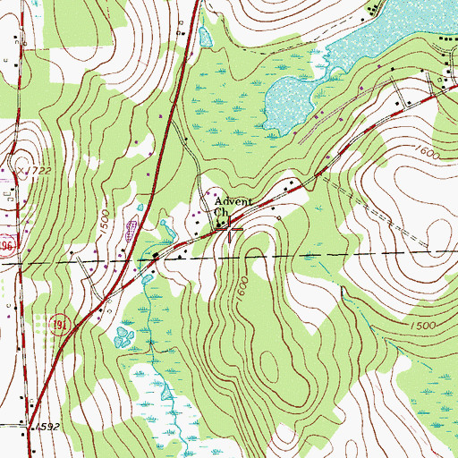 Topographic Map of Advent Church, PA