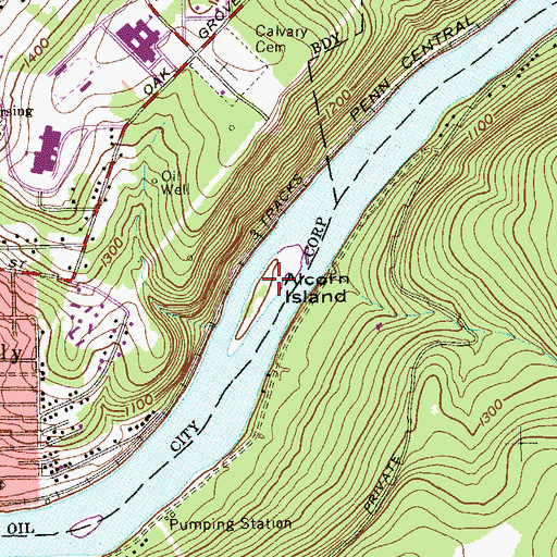 Topographic Map of Alcorn Island, PA