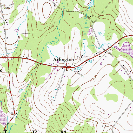 Topographic Map of Arlington, PA