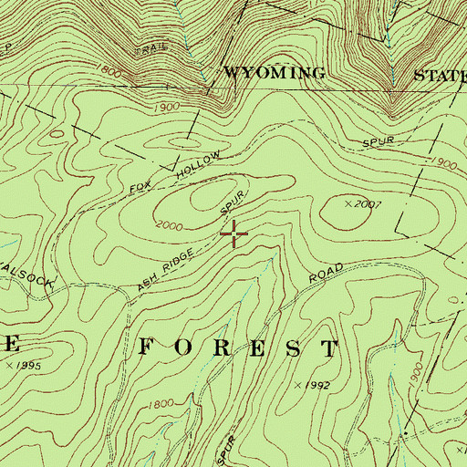 Topographic Map of Ash Ridge Spur, PA