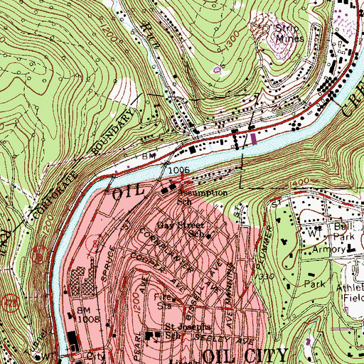 Topographic Map of Assumption School, PA