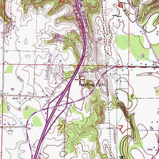 Topographic Map of Hasting Cemetery, AL