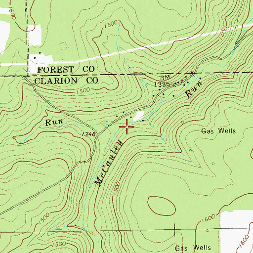Topographic Map of Auge Run, PA