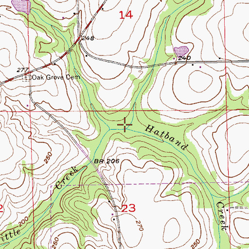 Topographic Map of Hatband Creek, AL