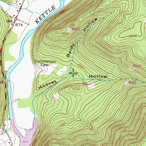 Topographic Map of Baldy Hollow, PA