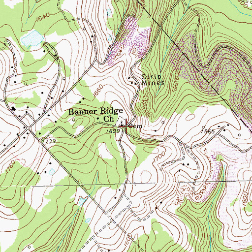 Topographic Map of Banner Ridge Church, PA