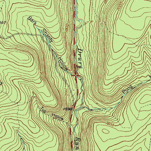 Topographic Map of Bark Shanty Hollow, PA