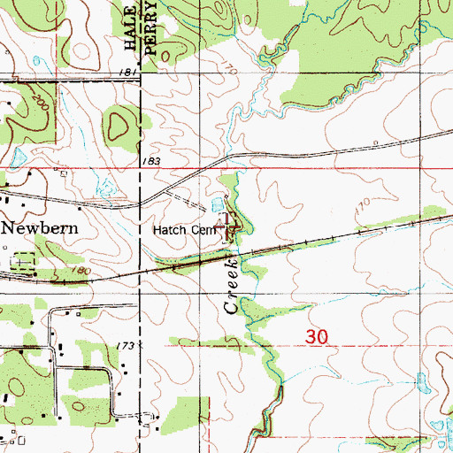 Topographic Map of Hatch Cemetery, AL