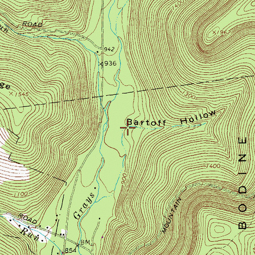 Topographic Map of Bartoff Hollow, PA
