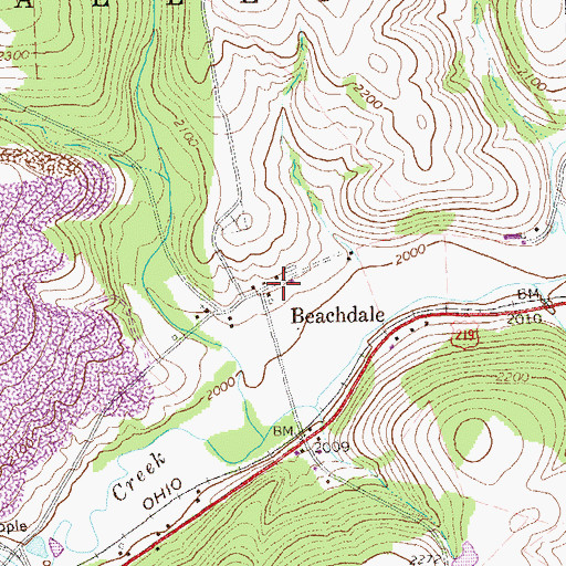 Topographic Map of Beachdale, PA