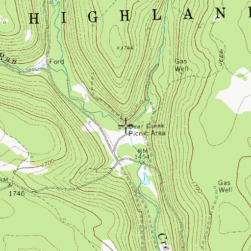 Topographic Map of Bear Creek Picnic Area, PA