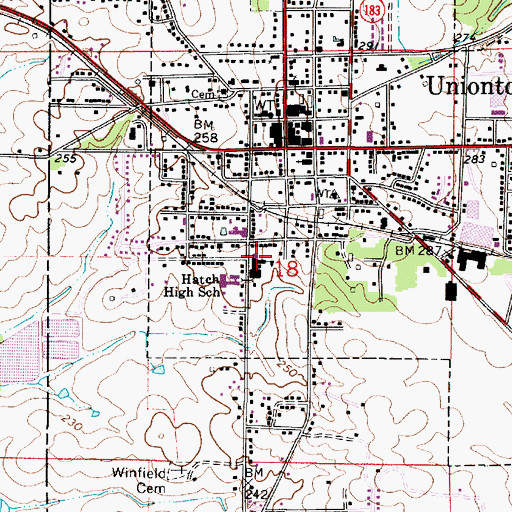 Topographic Map of Hatch High School, AL