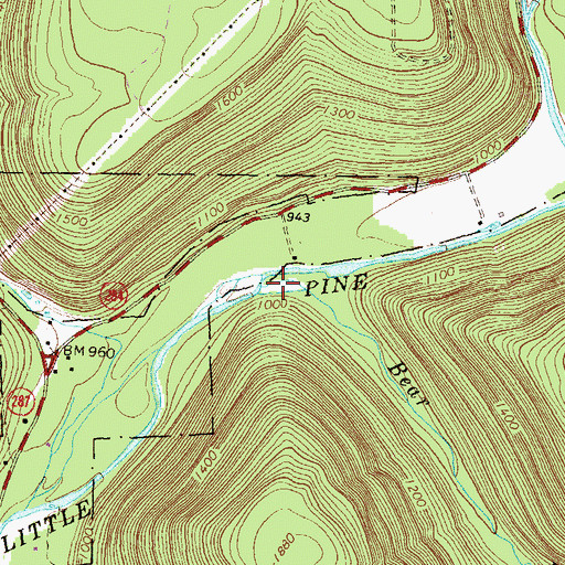 Topographic Map of Bear Run, PA