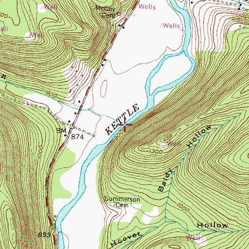 Topographic Map of Beaverdam Run, PA