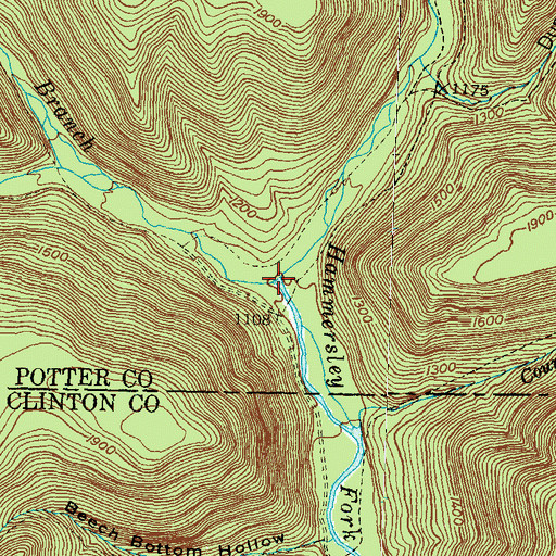 Topographic Map of Bell Branch, PA